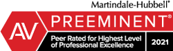 Rated AV Preeminent 2021 - Peer Rated for Highest Level of Professional Excellence